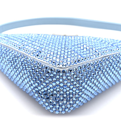 Prada Satin Crystal Triangle Pouch Celeste 9 of 9