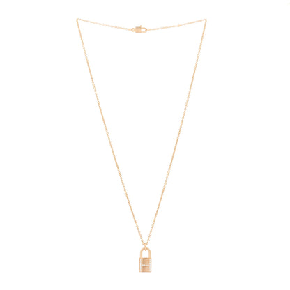 Hermes 18K Rose Gold Diamond Amulettes Cadenas Pendant Necklace 3 of 6