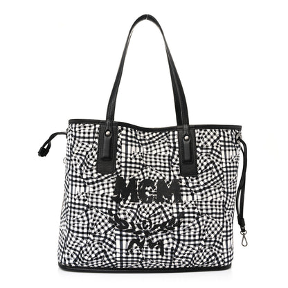 MCM Grained Calfskin Visetos Medium Liz Reversible Shopper Tote Black 3 of 14