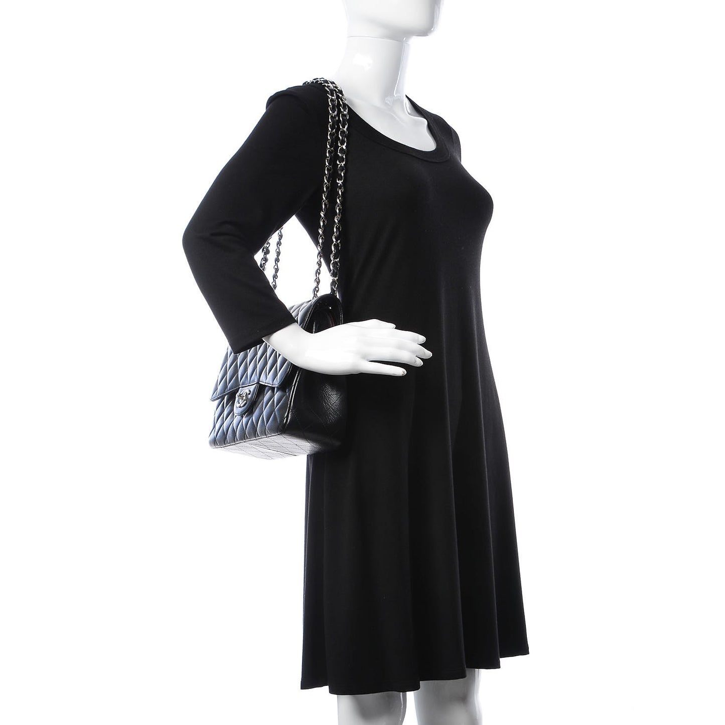 Caviar Quilted Jumbo Double Flap Black