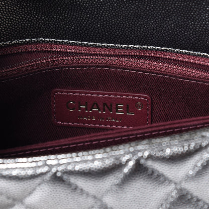 Chanel Metallic Caviar Quilted Mini Coco Handle Flap Silver 6 of 10