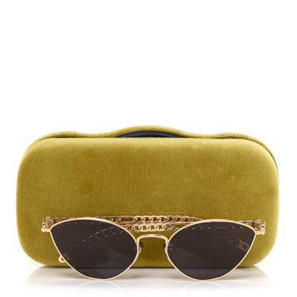 Gucci Metal Chain Cat Eye GG0977S Sunglasses Gold Grey 9 of 12