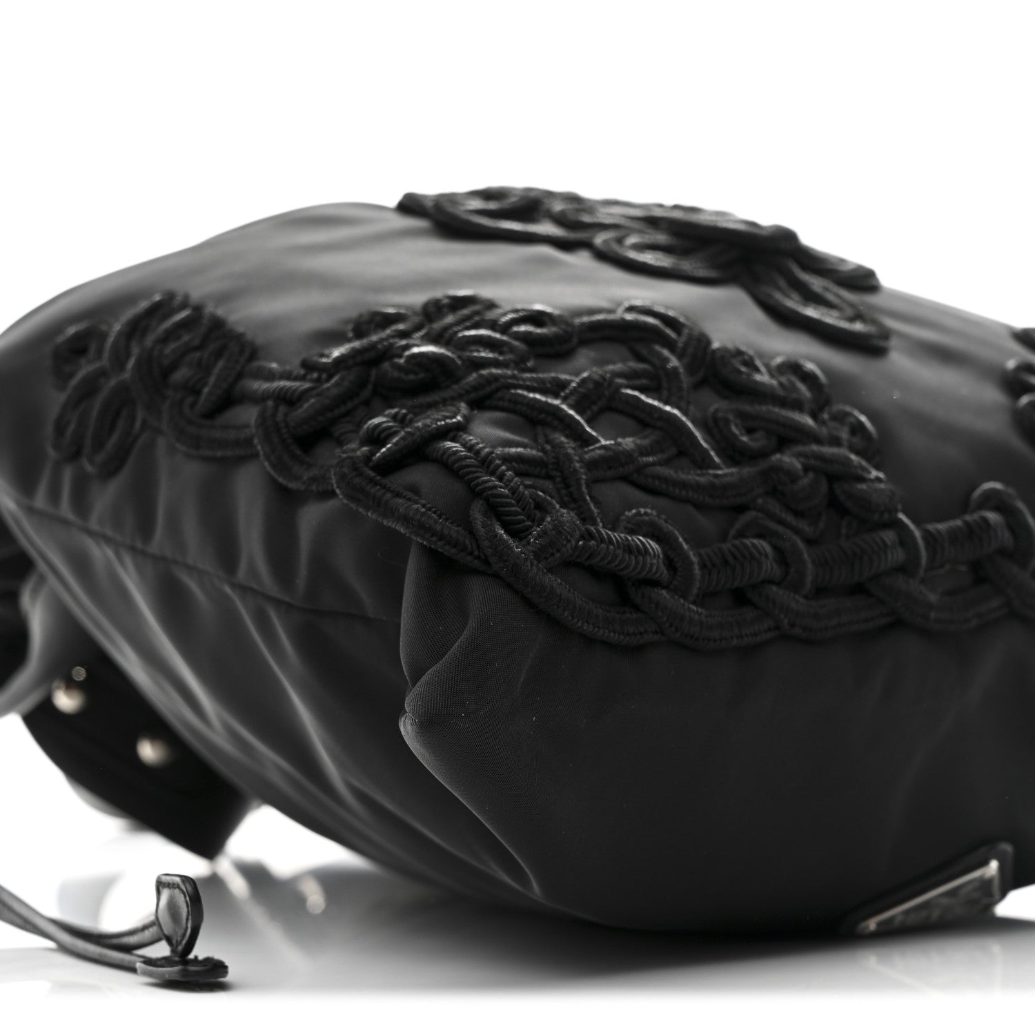 Prada Tessuto Nylon Passama Embroidered Bag Black 9 of 10