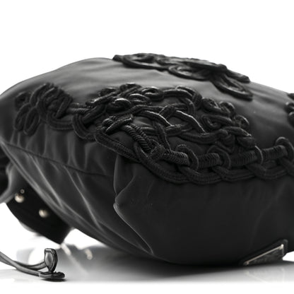 Prada Tessuto Nylon Passama Embroidered Bag Black 9 of 10