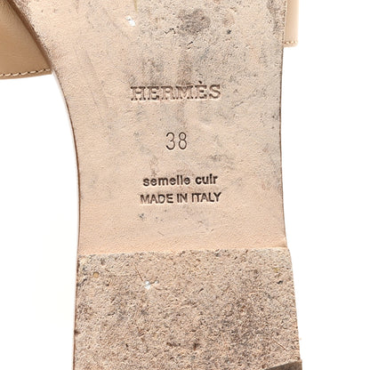 Hermes Calfskin Oran Sandals 38 Beige Albinos 7 of 10