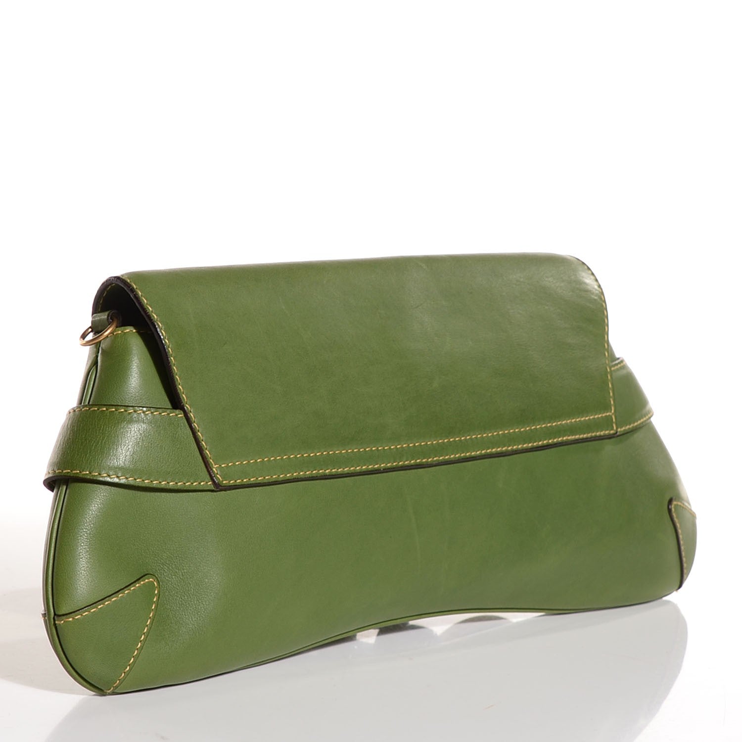 Gucci Calfskin Horsebit Chain Clutch Green 3 of 7
