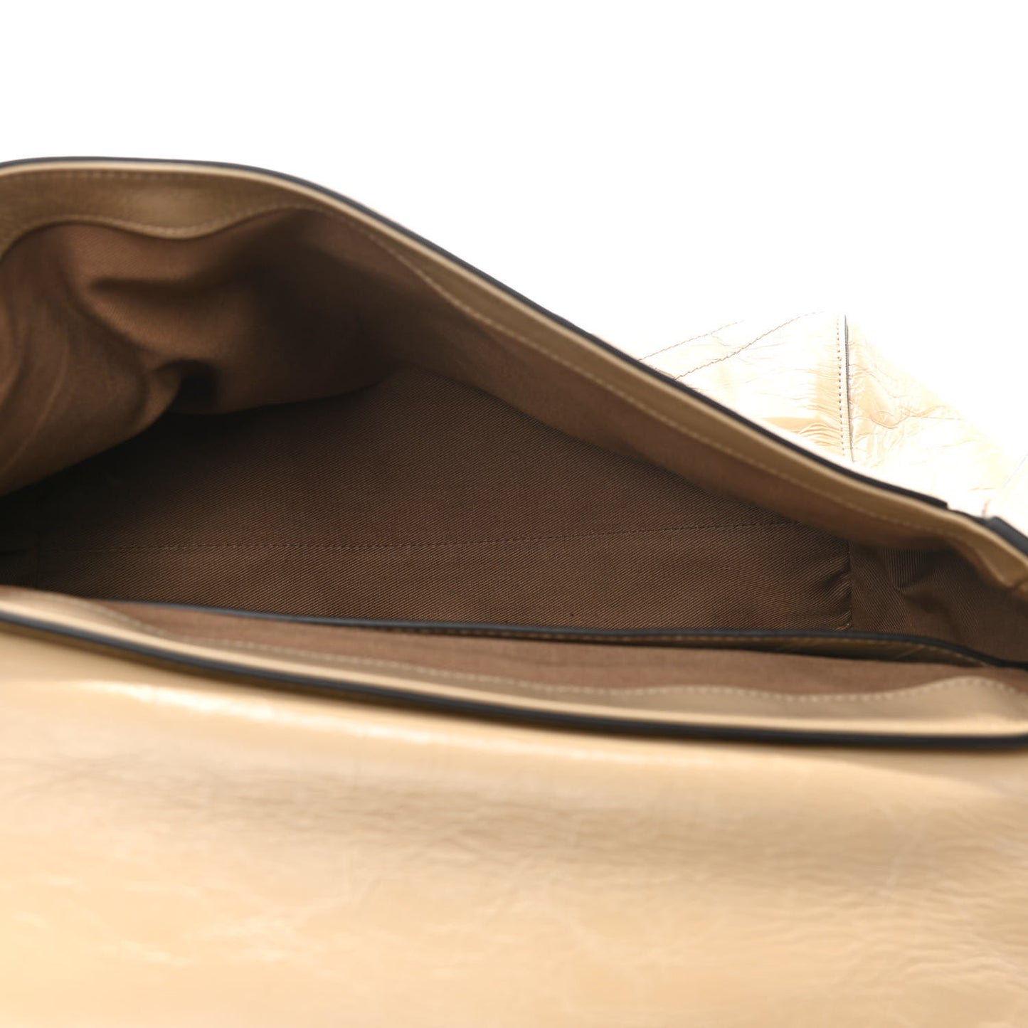 Creased Patent Calfskin Medium ID Flap Beige