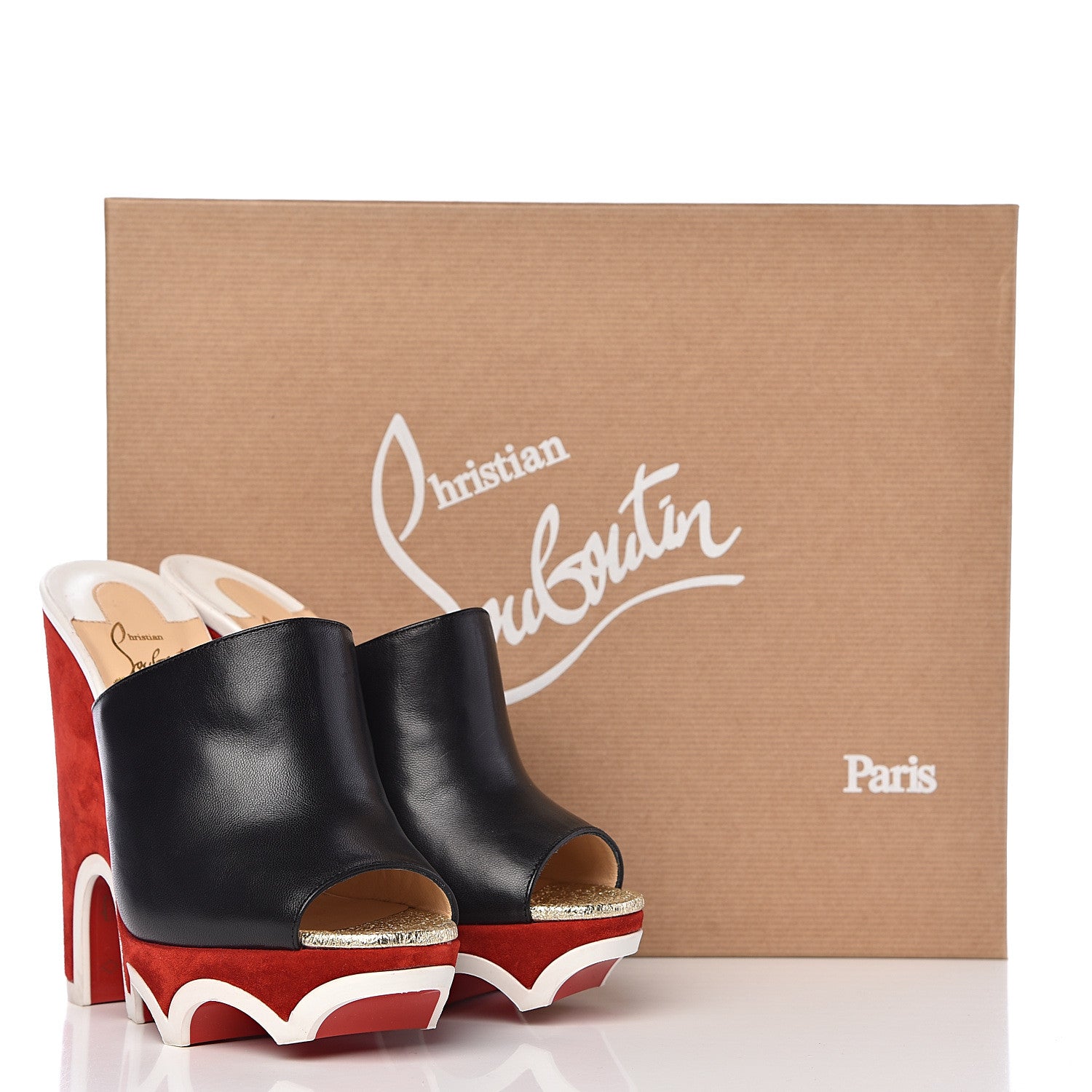 Christian Louboutin Nappa Suede Mulacramp 140 Sandals 36 Black Red 13 of 13