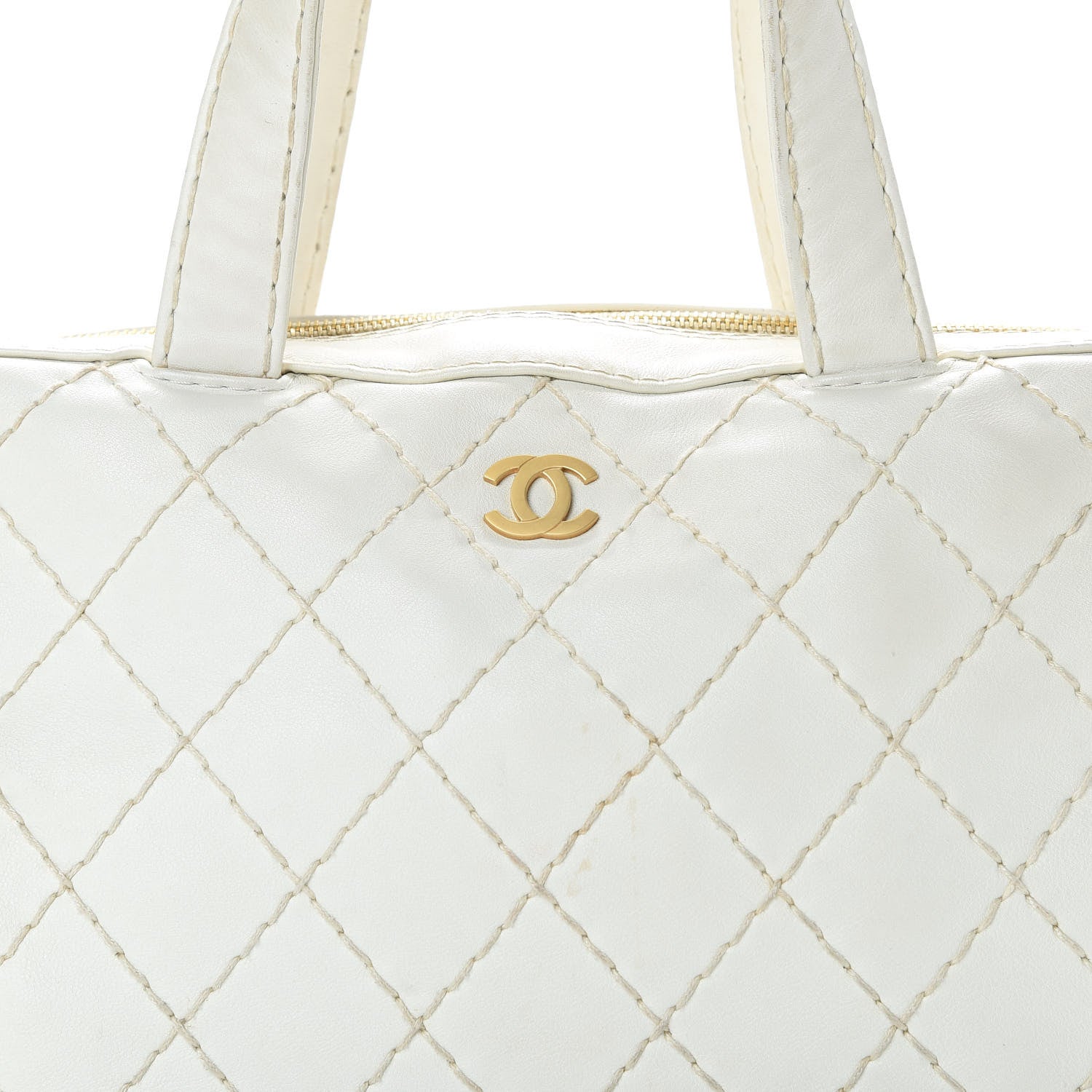 Chanel Calfskin Wild Stitch Top Handle Bag White 8 of 26