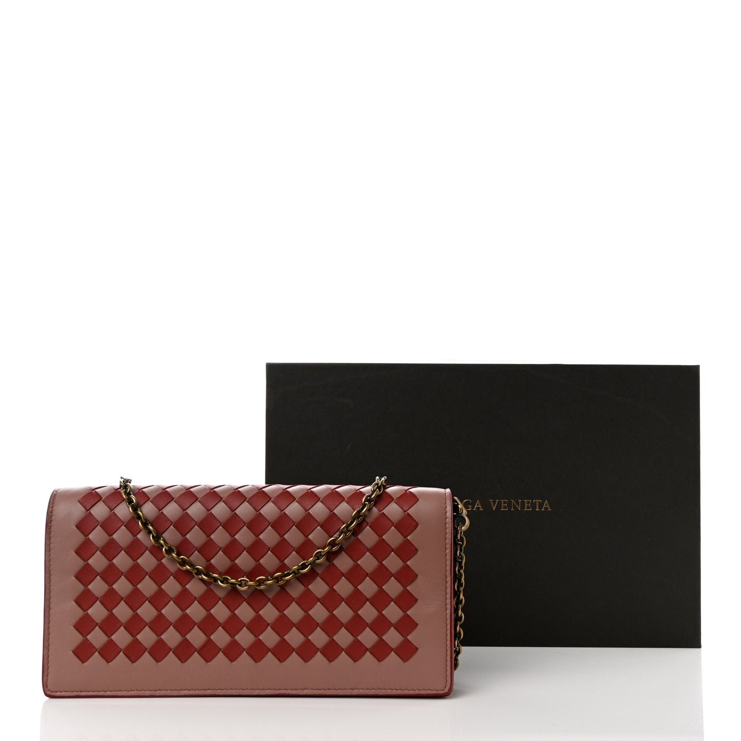 Nappa Intrecciato Continental Wallet on Chain Deco Rose Baccarra Rose