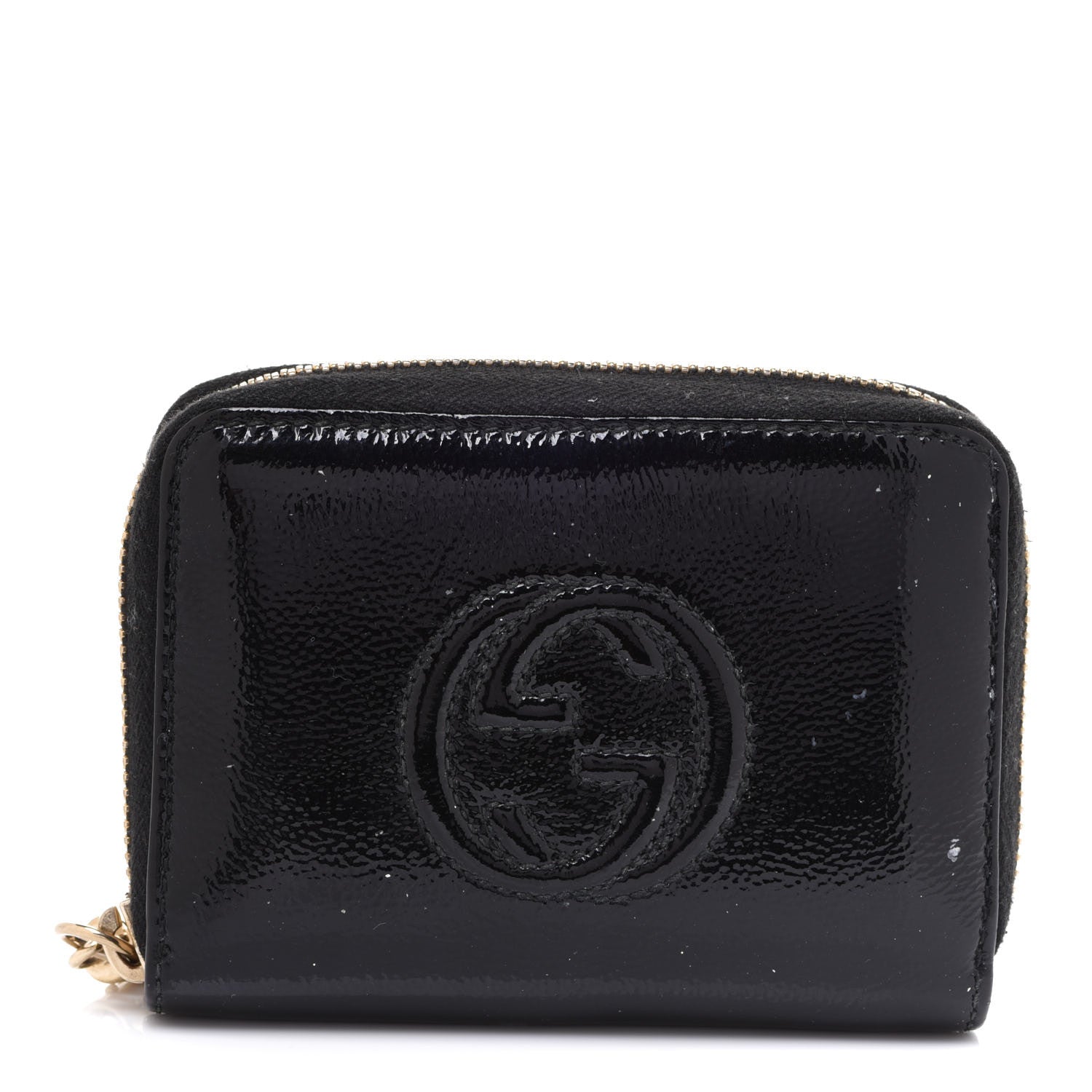 Gucci Patent Soho Compact Disco Zip Around Wallet Black 1 of 7