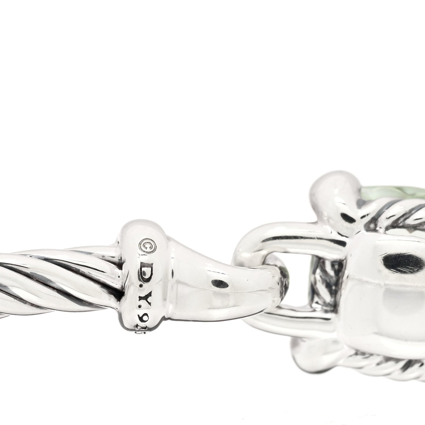 Sterling Silver Prasiolite Diamond 8mm Chatelaine Bracelet