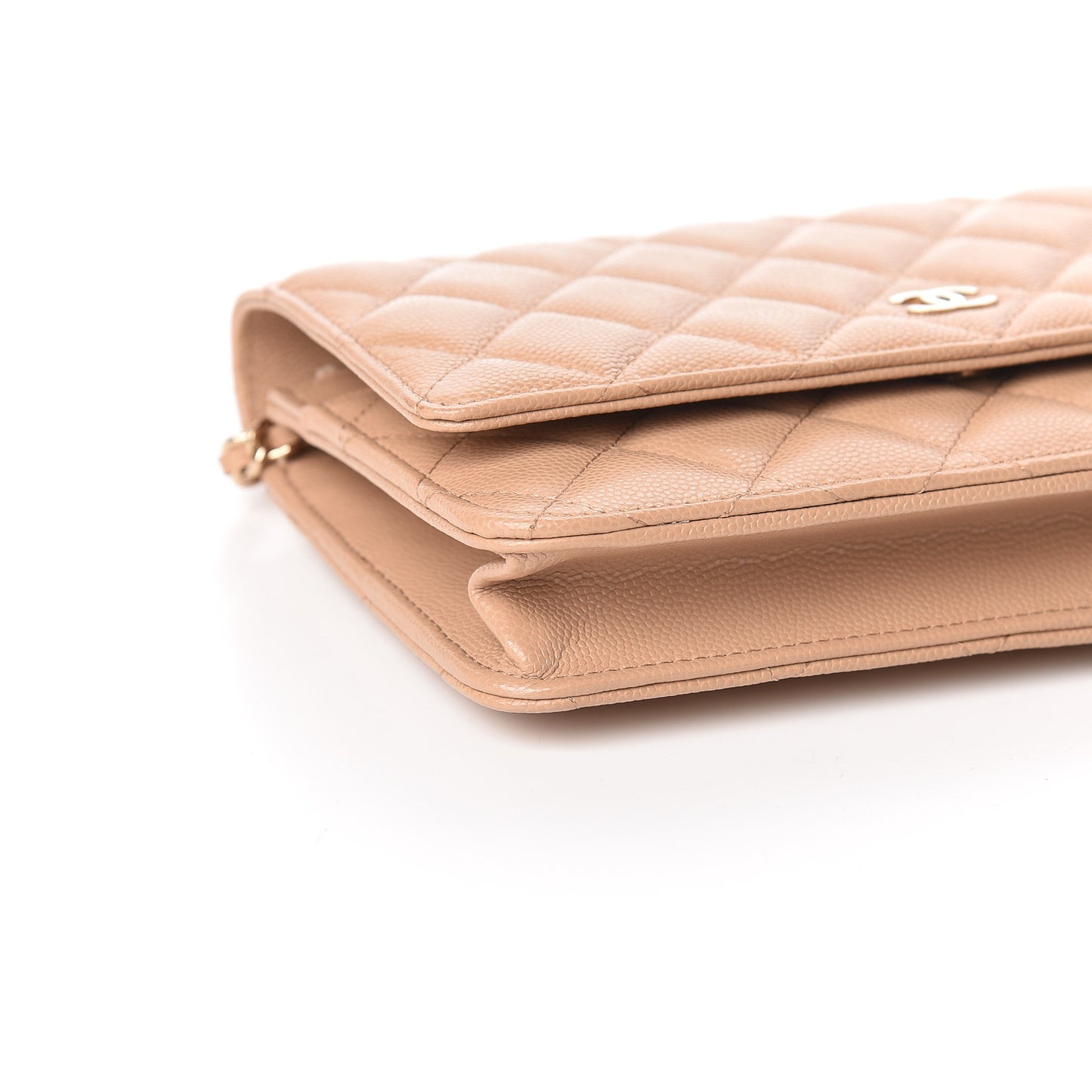 Caviar Quilted Wallet On Chain WOC Beige