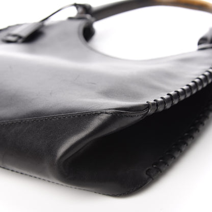 Gucci Calfskin Whipstitch Wooden Handle Small Hobo Black 9 of 11