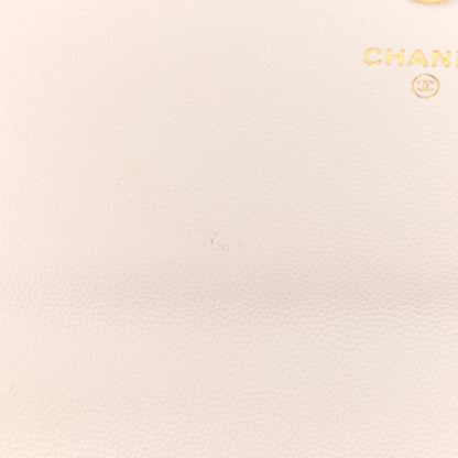 Chanel Caviar Quilted Pocket Twins Clutch With Chain White 13 of 14
