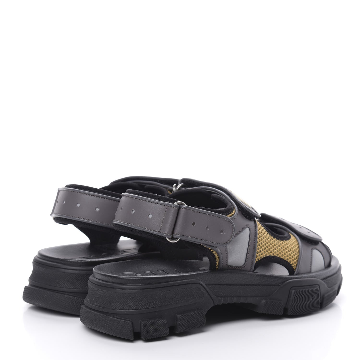 Gucci X SEGA Nappa Mesh Mens Aguru Sandals 8 Loess Black 4 of 8