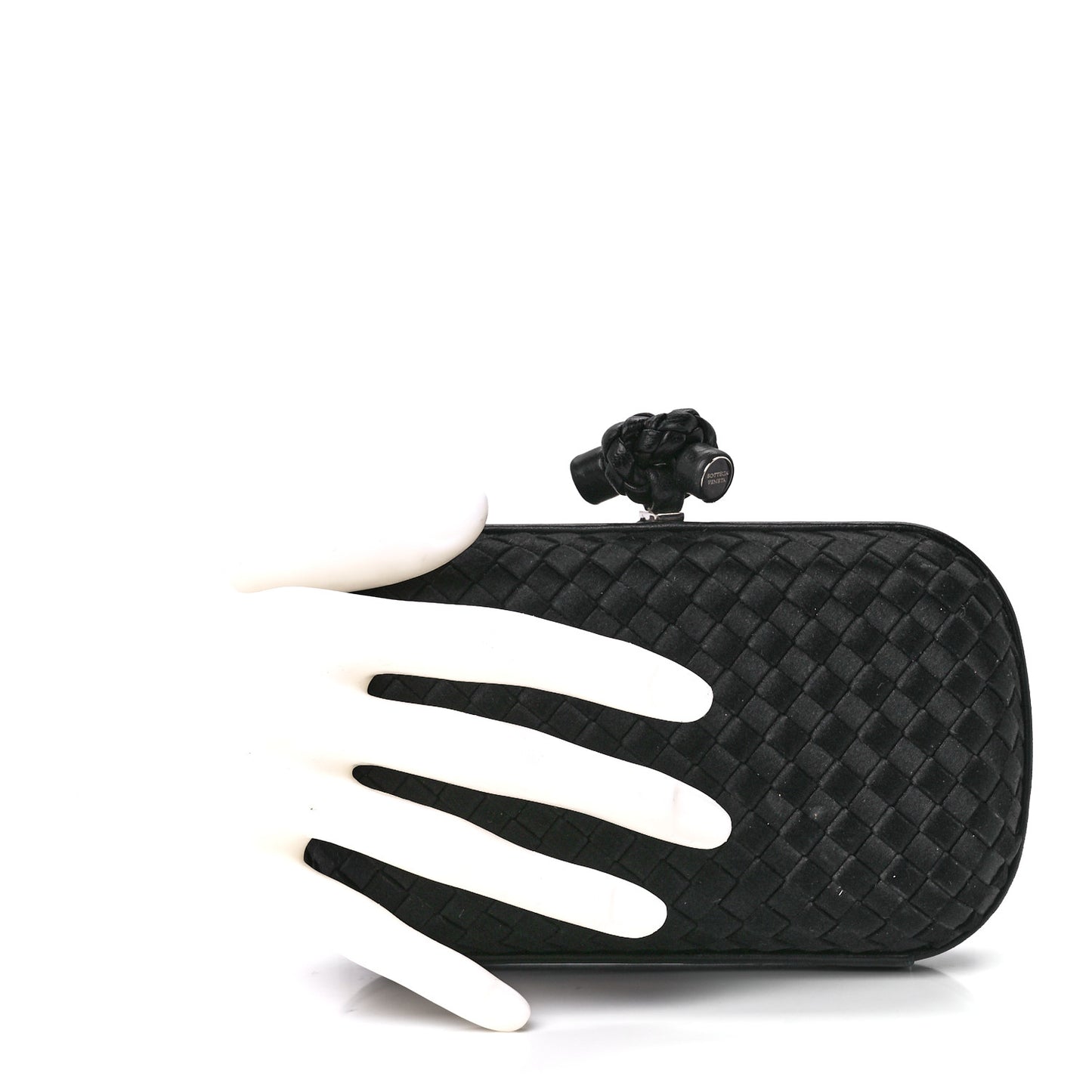 Satin Intreccio Impero Knot Clutch Black