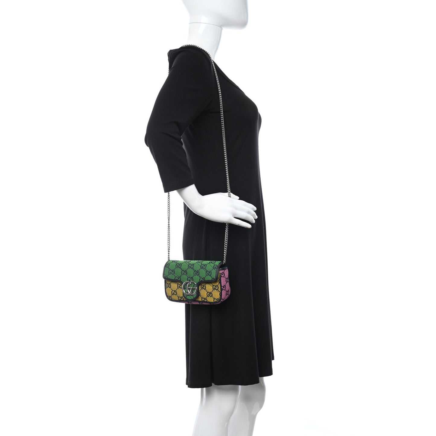 Monogram Multicolor Matelasse Diagonal Super Mini GG Marmont Shoulder Bag Green Blue Yellow Light Blue Pink