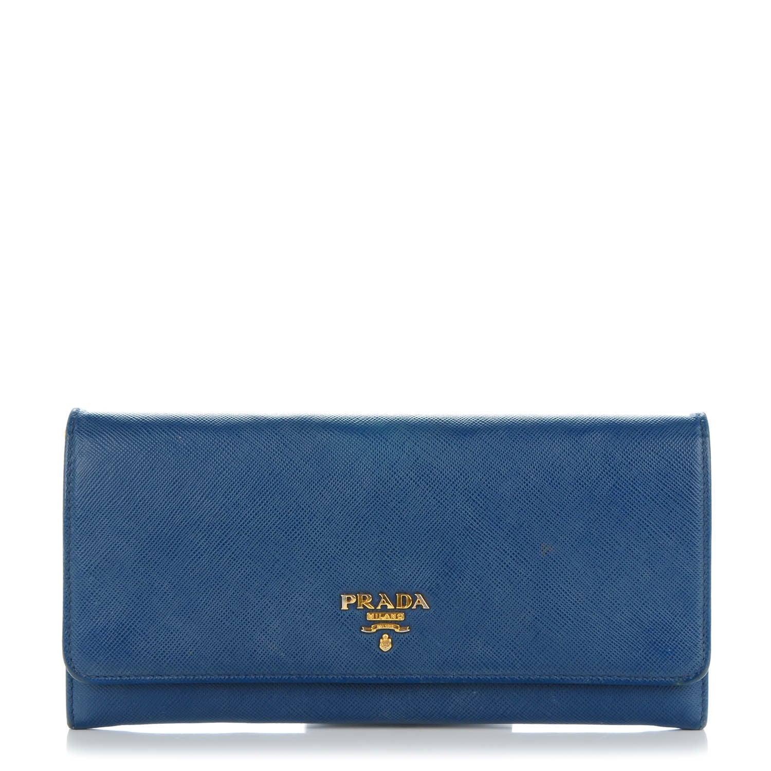 Prada Saffiano Metal Oro Chain Wallet Bleuette 1 of 7