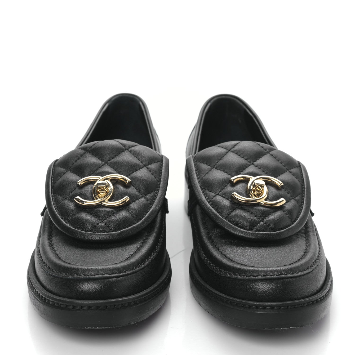 Chanel Lambskin Quilted CC Turnlock Loafers 36 Black 2 of 8