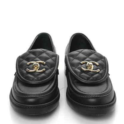 Chanel Lambskin Quilted CC Turnlock Loafers 36 Black 2 of 8