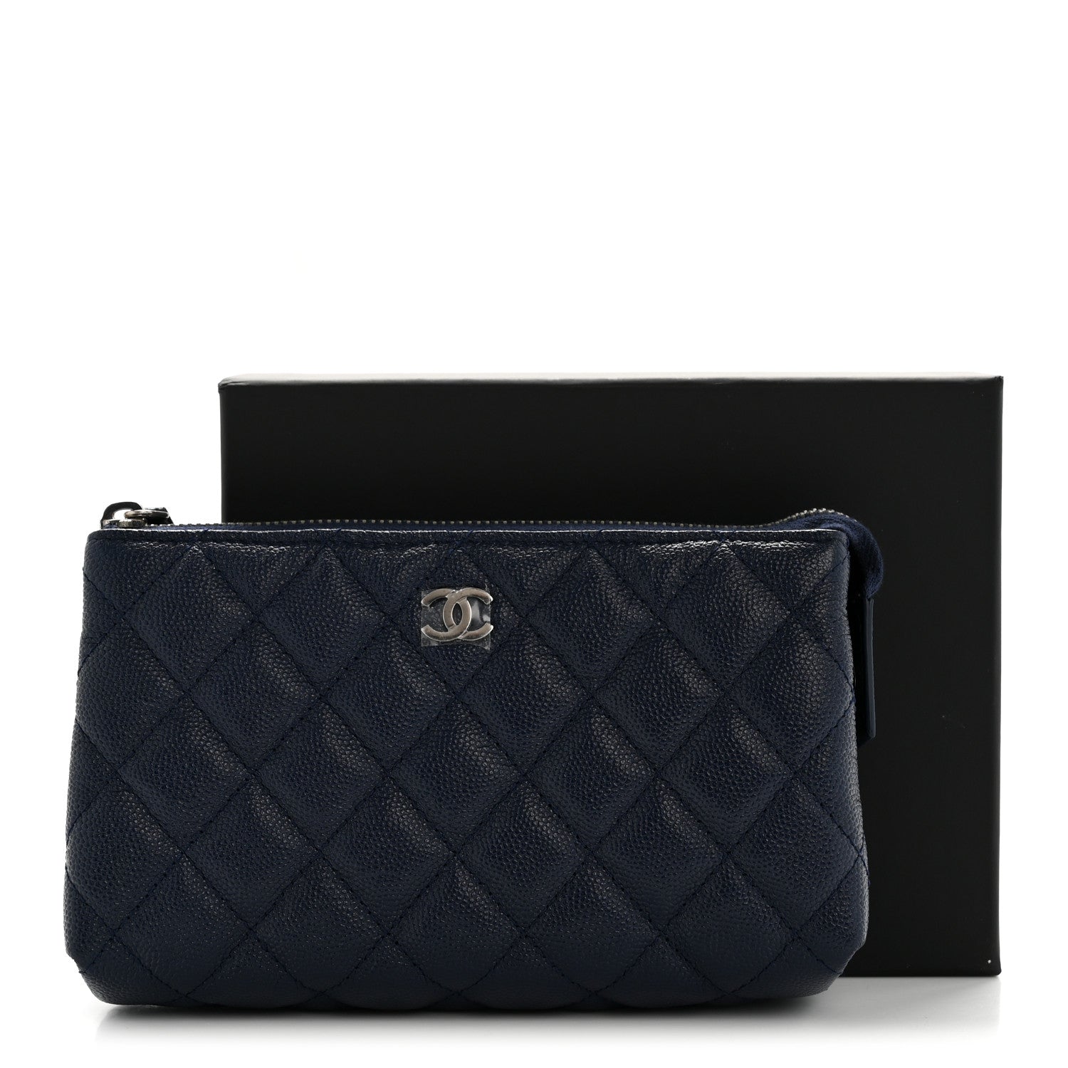 Chanel Caviar Quilted Cosmetic Case Navy 9 of 9