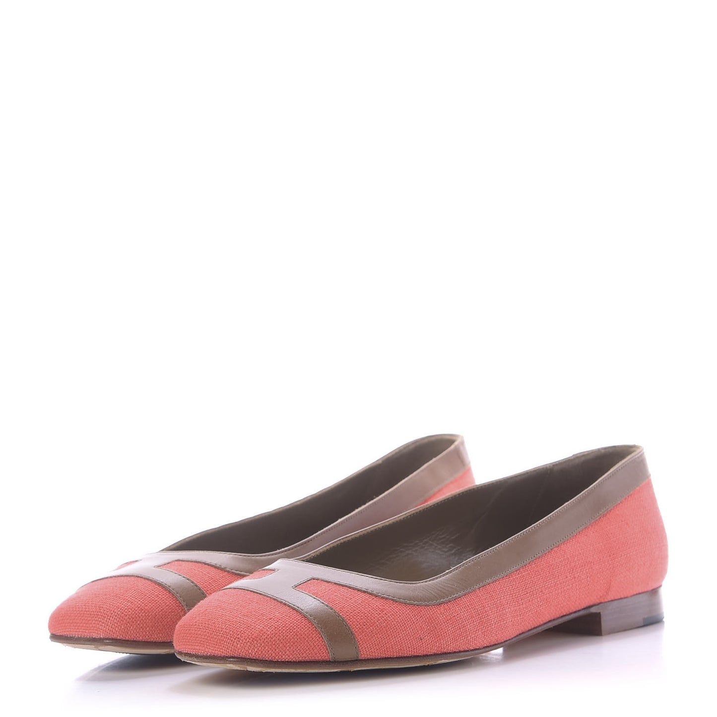 Linen Calfskin Infinitif Ballerina Flats 37 Orange Poppy Natural