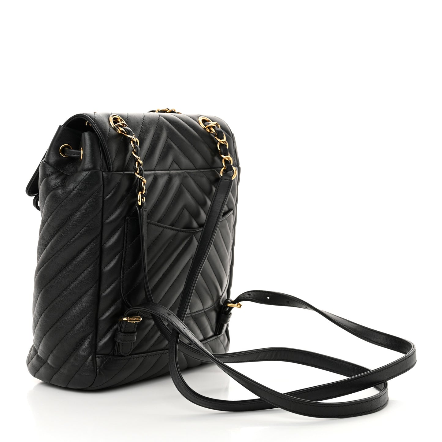 Calfskin Chevron Quilted Small Urban Spirit Backpack Black