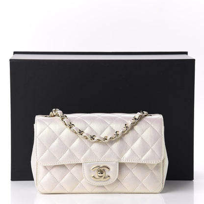 Chanel Iridescent Lambskin Quilted Mini Rectangular Flap Ivory 11 of 11