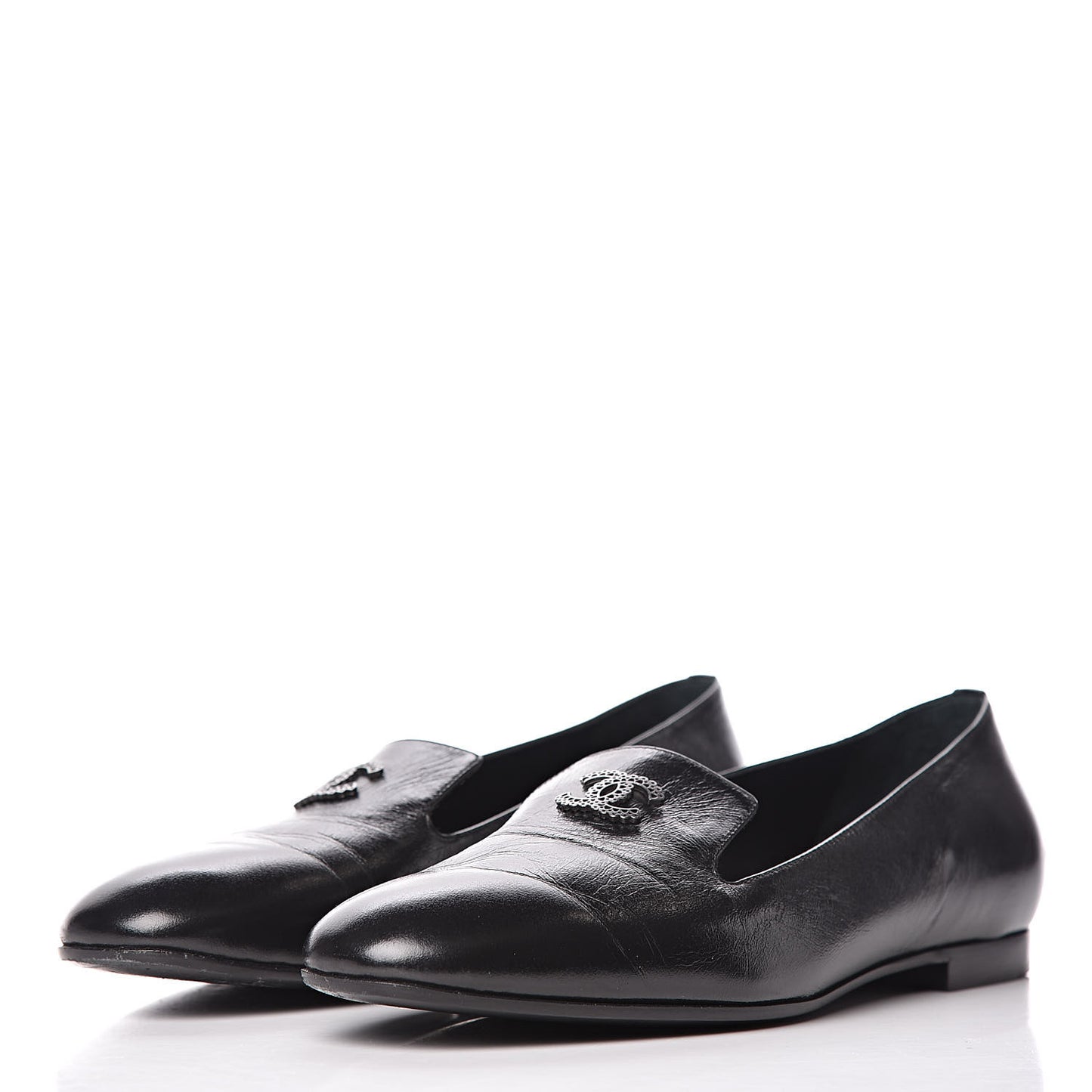 Lambskin CC Mocassin Loafers 37.5 Black