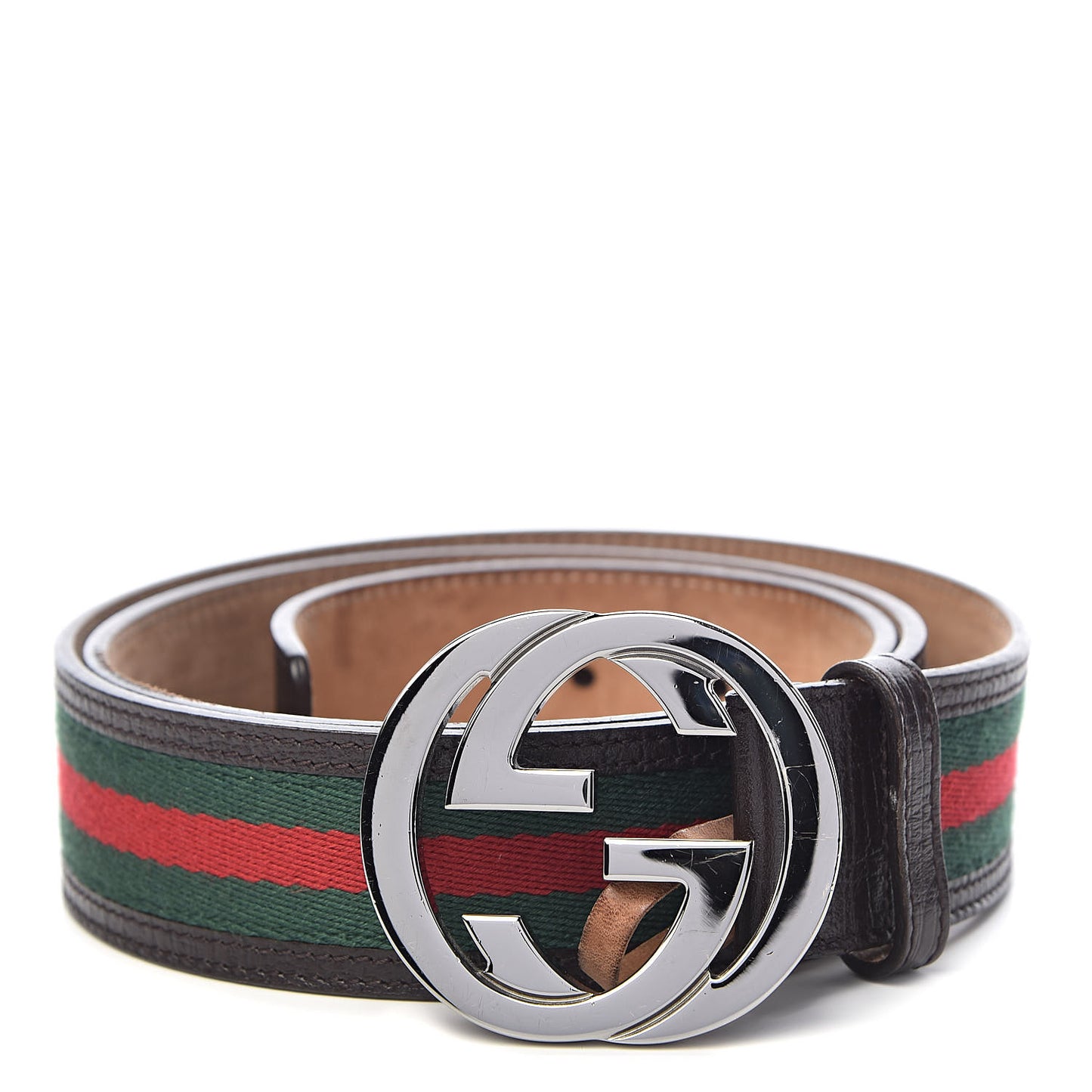 Calfskin Web Interlocking G Belt 100 40 Dark Brown