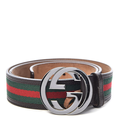 Gucci Calfskin Web Interlocking G Belt 100 40 Dark Brown 1 of 8
