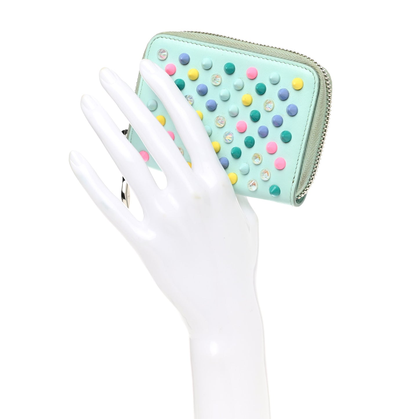 Calfskin Spiked Panettone Coin Purse Source Multicolor
