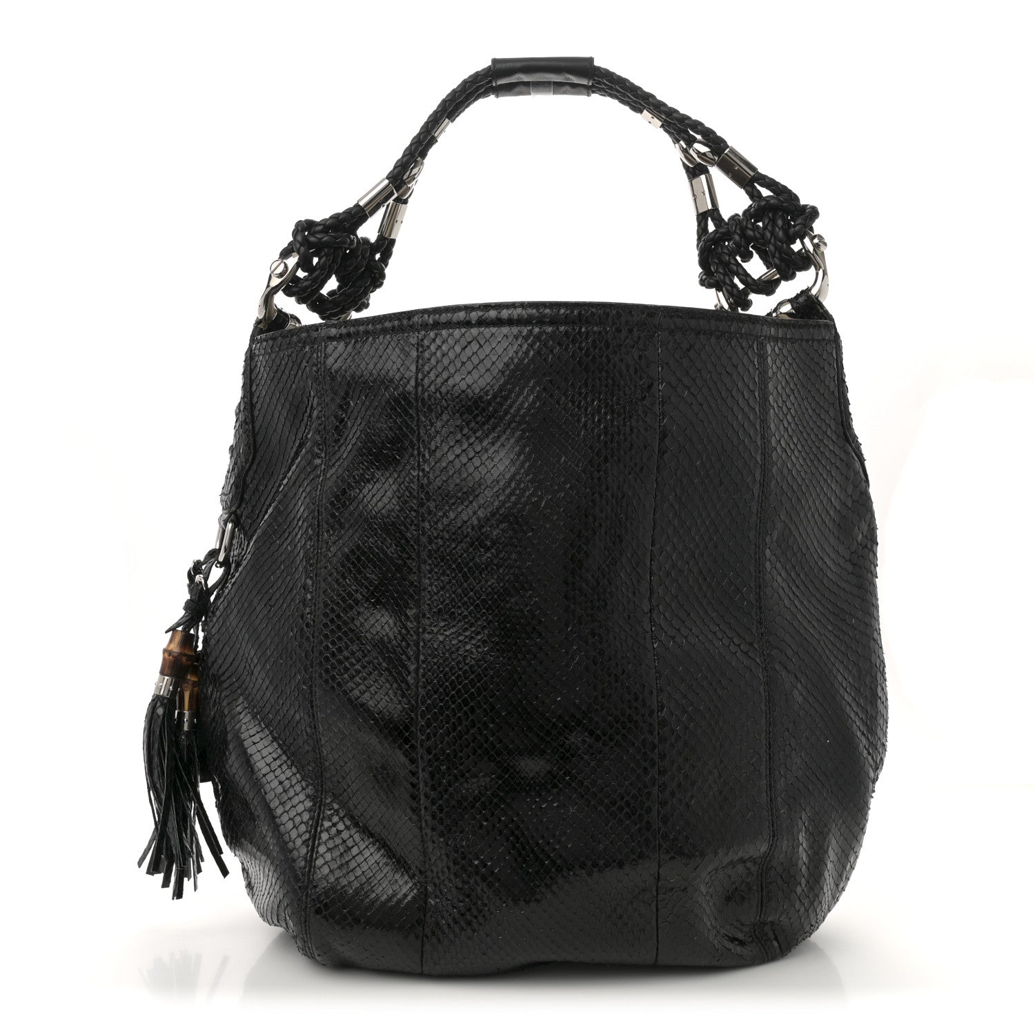 Gucci Snakeskin Large Techno Horsebit Hobo Black 1 of 11