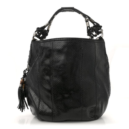 Gucci Snakeskin Large Techno Horsebit Hobo Black 1 of 11