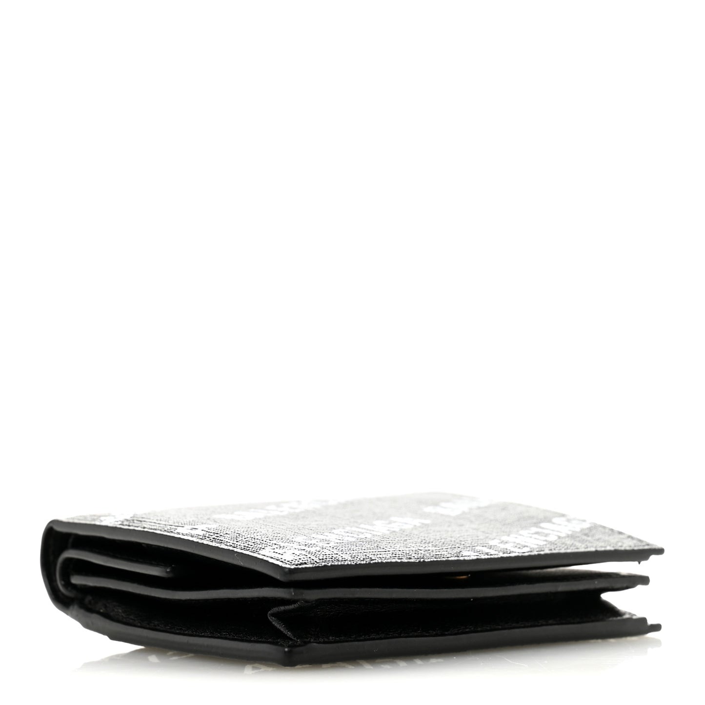 Coated Canvas BB Monogram Allover Logo Card Holder Wallet Black Grey White