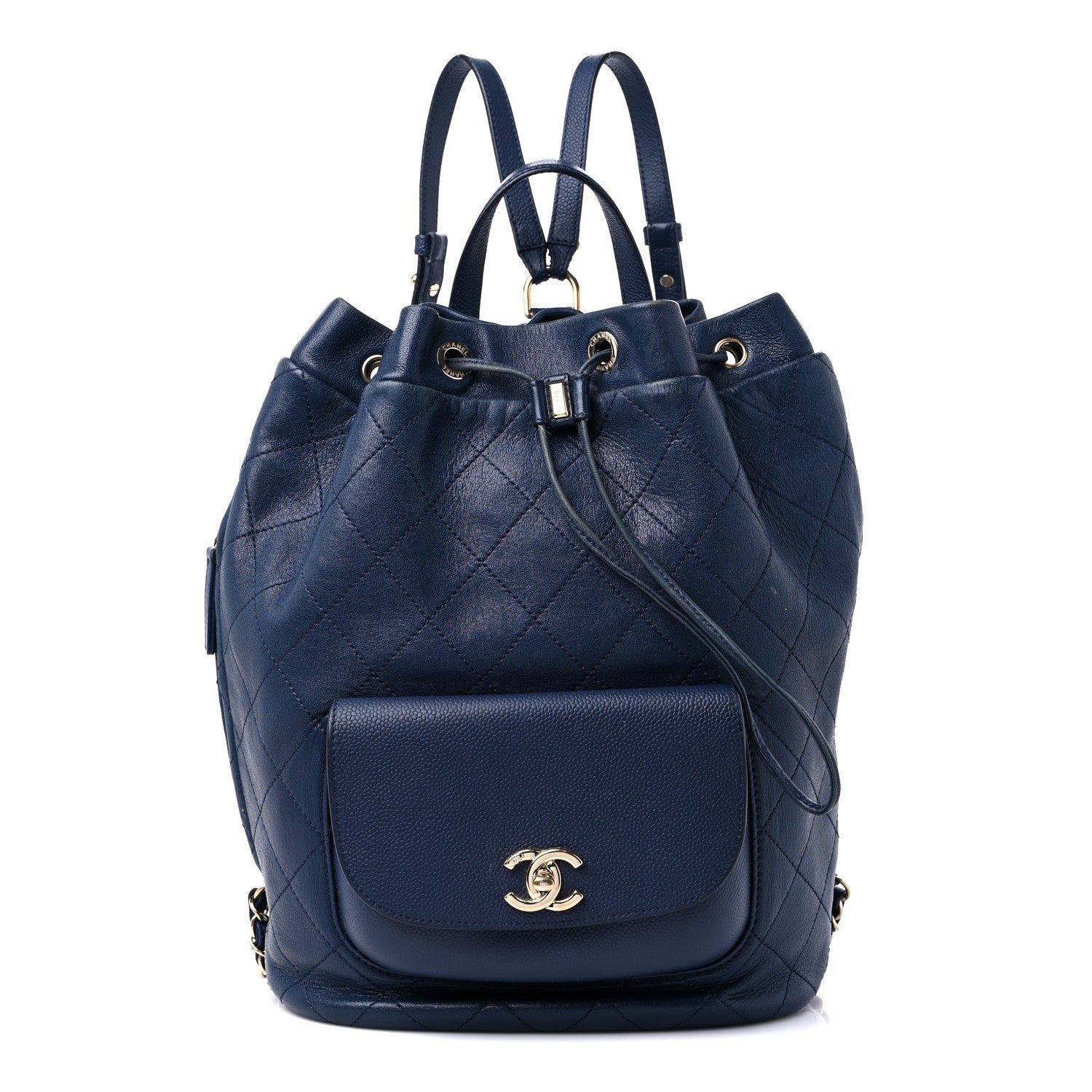 Chanel Sheepskin Caviar Quilted Daily Round Backpack Blue 1 of 16