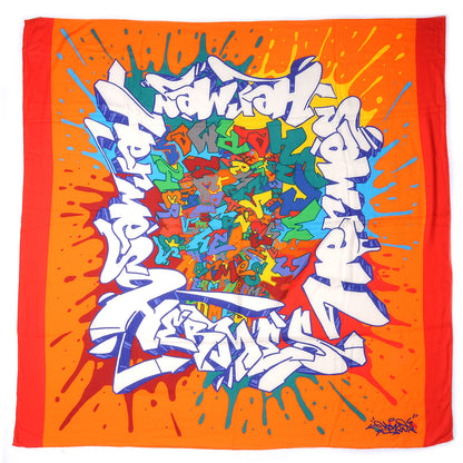 Hermes Silk Cashmere Graff Graffiti Shawl 140 Orange 2 of 4