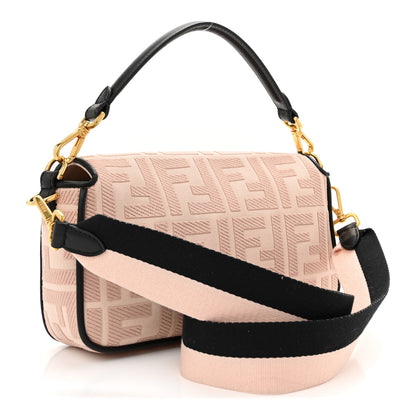 Fendi Canvas Vitello King FF Embroidered Baguette Rosa Quarzo Black 3 of 10
