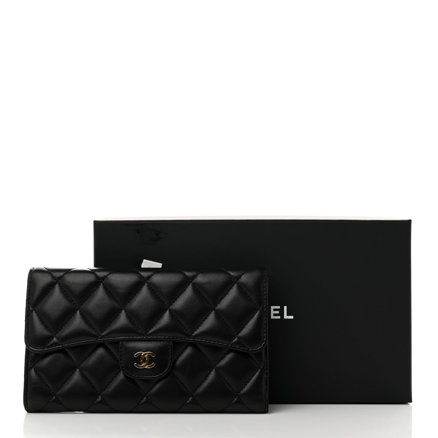 Chanel Lambskin Quilted Large Flap Wallet Black 9 of 9
