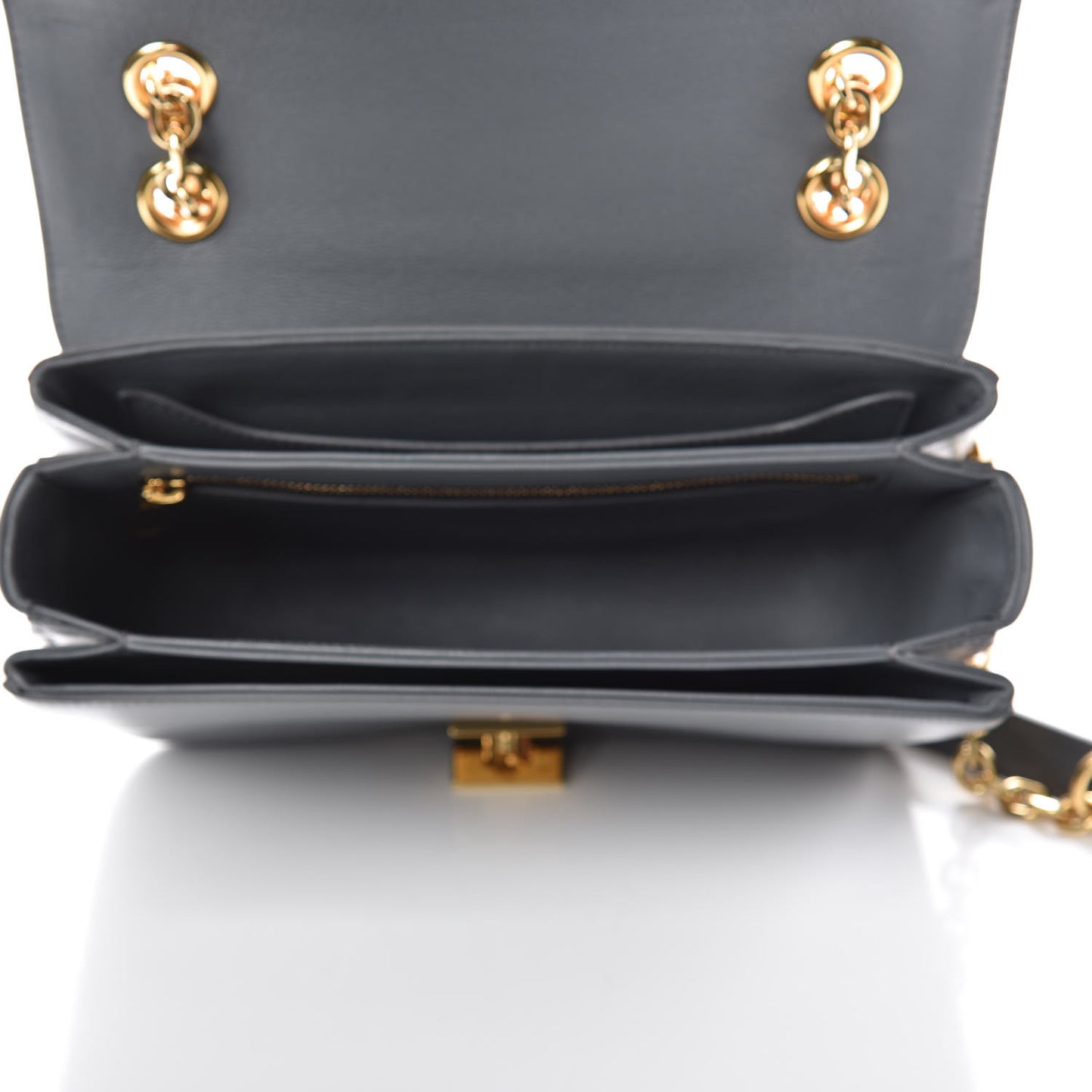 Shiny Calfskin Medium C Bag Medium Grey