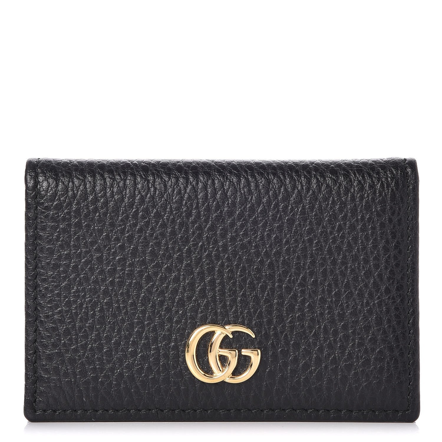 Gucci Pebbled Calfskin GG Marmont Card Case Black 1 of 8
