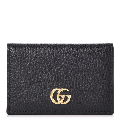 Gucci Pebbled Calfskin GG Marmont Card Case Black 1 of 8