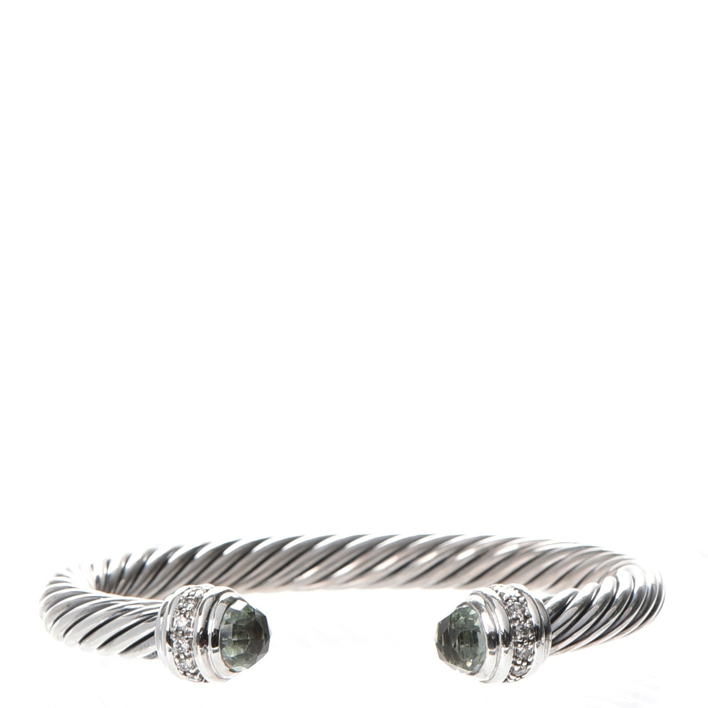 Sterling Silver Diamond Prasiolite 7mm Cable Classics Bracelet