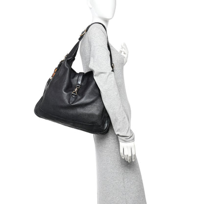 Gucci Pebbled Calfskin Medium New Jackie Shoulder Bag Black 2 of 10