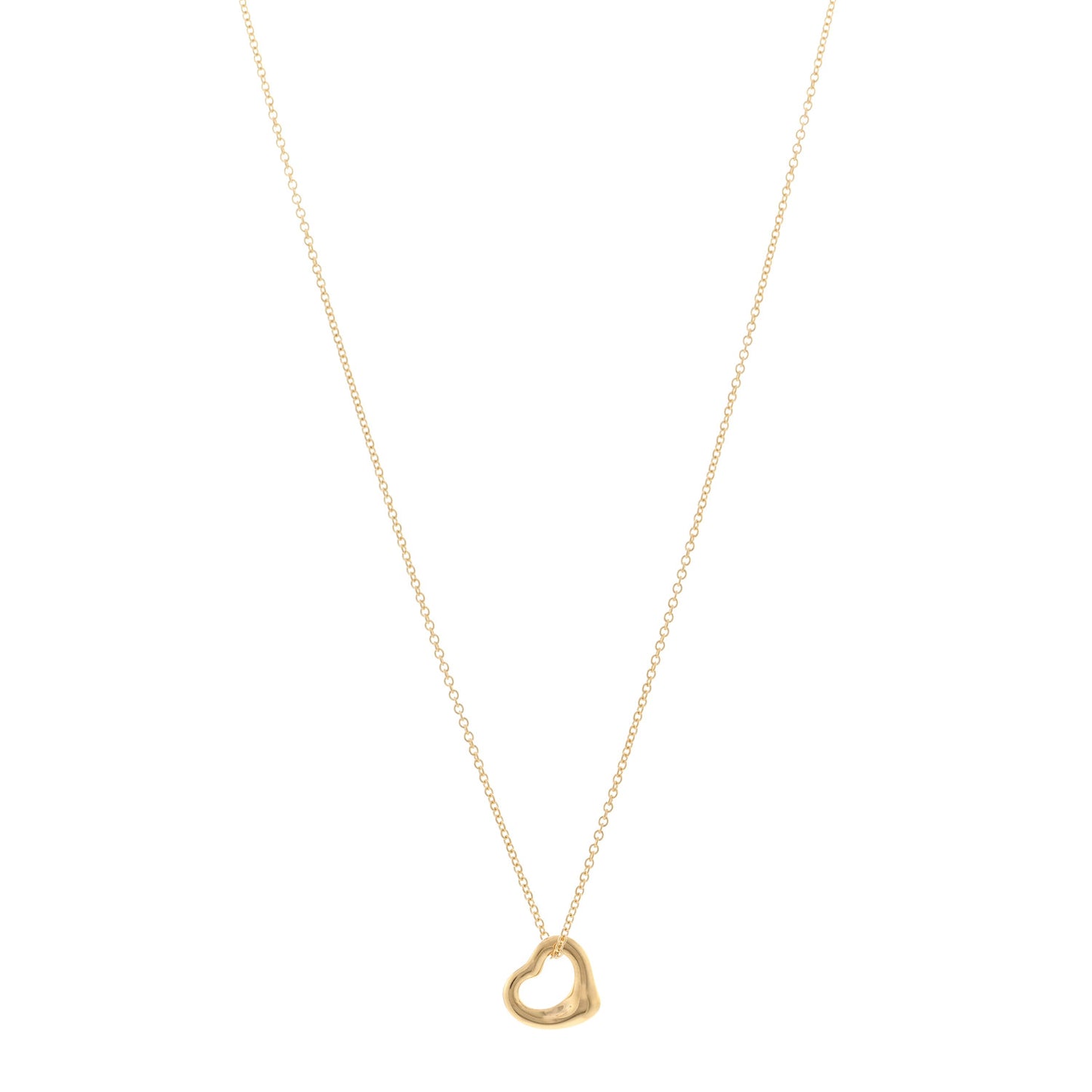 18K Yellow Gold 11mm Elsa Peretti Open Heart Pendant Necklace