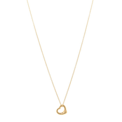 Tiffany 18K Yellow Gold 11mm Elsa Peretti Open Heart Pendant Necklace 1 of 5
