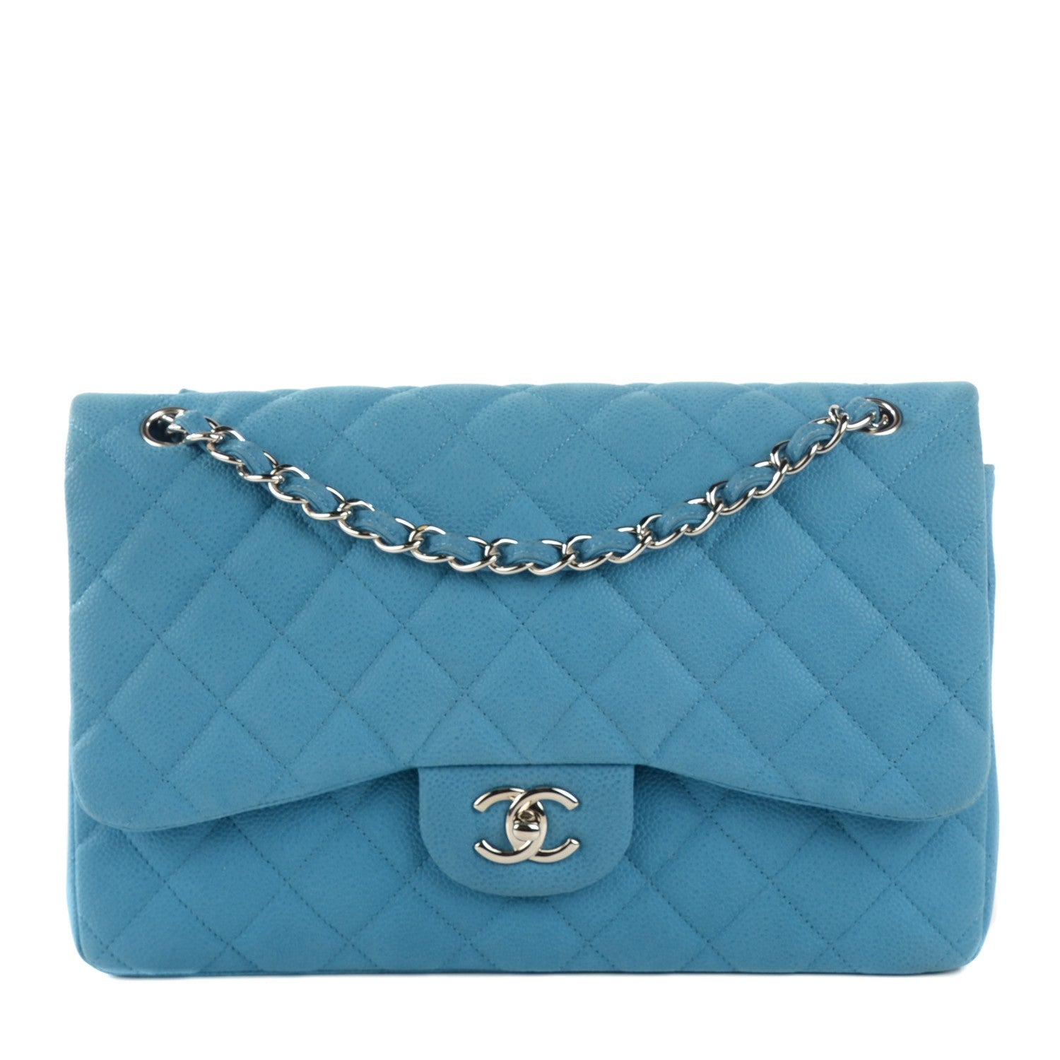 Chanel Iridescent Caviar Jumbo Double Flap Blue 1 of 7