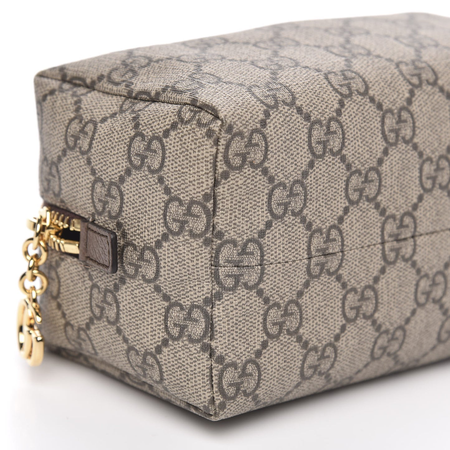 Soft GG Supreme Monogram Calfskin Medium Ophidia Cosmetic Case Beige Ebony New Acero