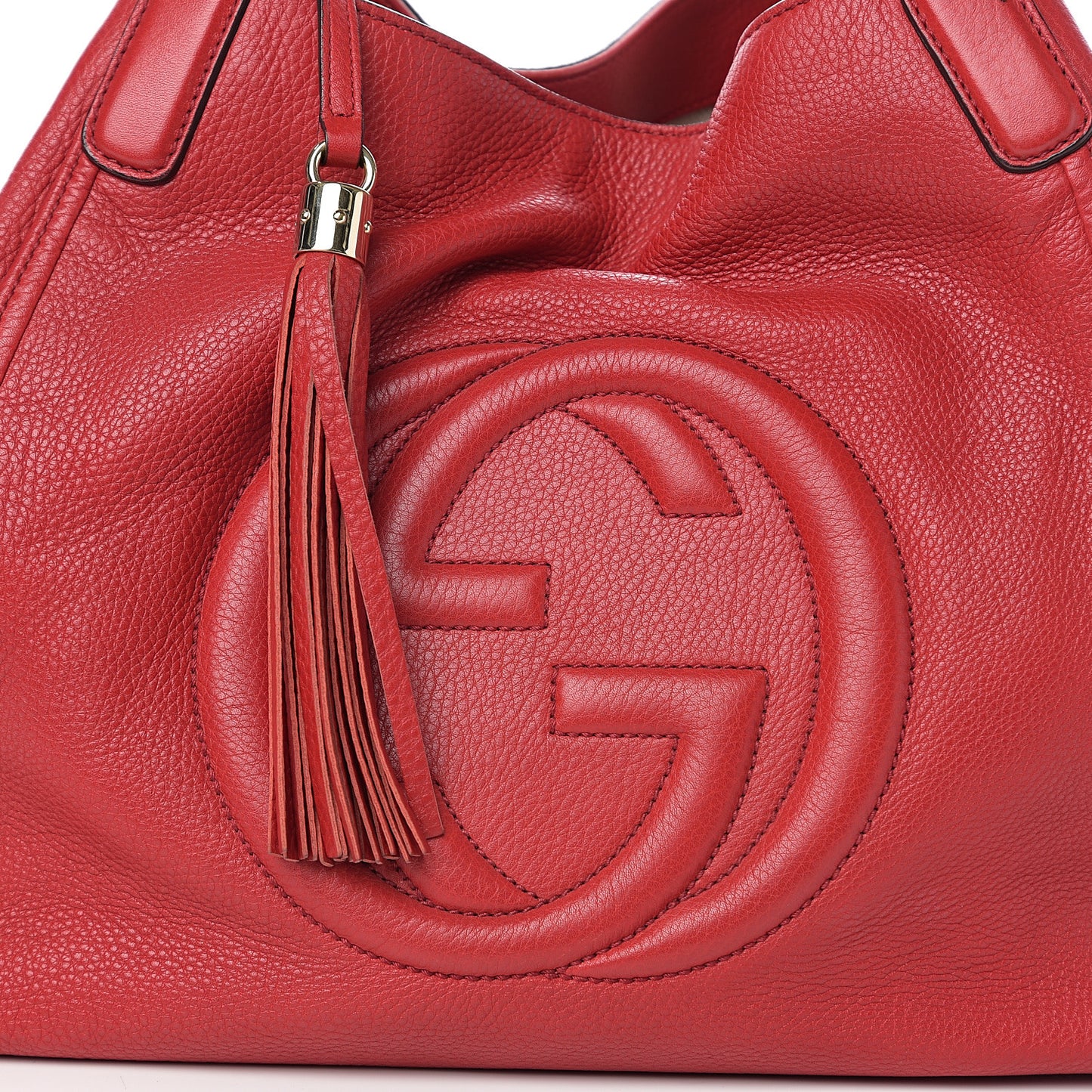 Pebbled Calfskin Medium Soho Shoulder Bag Red